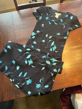 Jessica Howard Black Dress with Teal Floral Accents